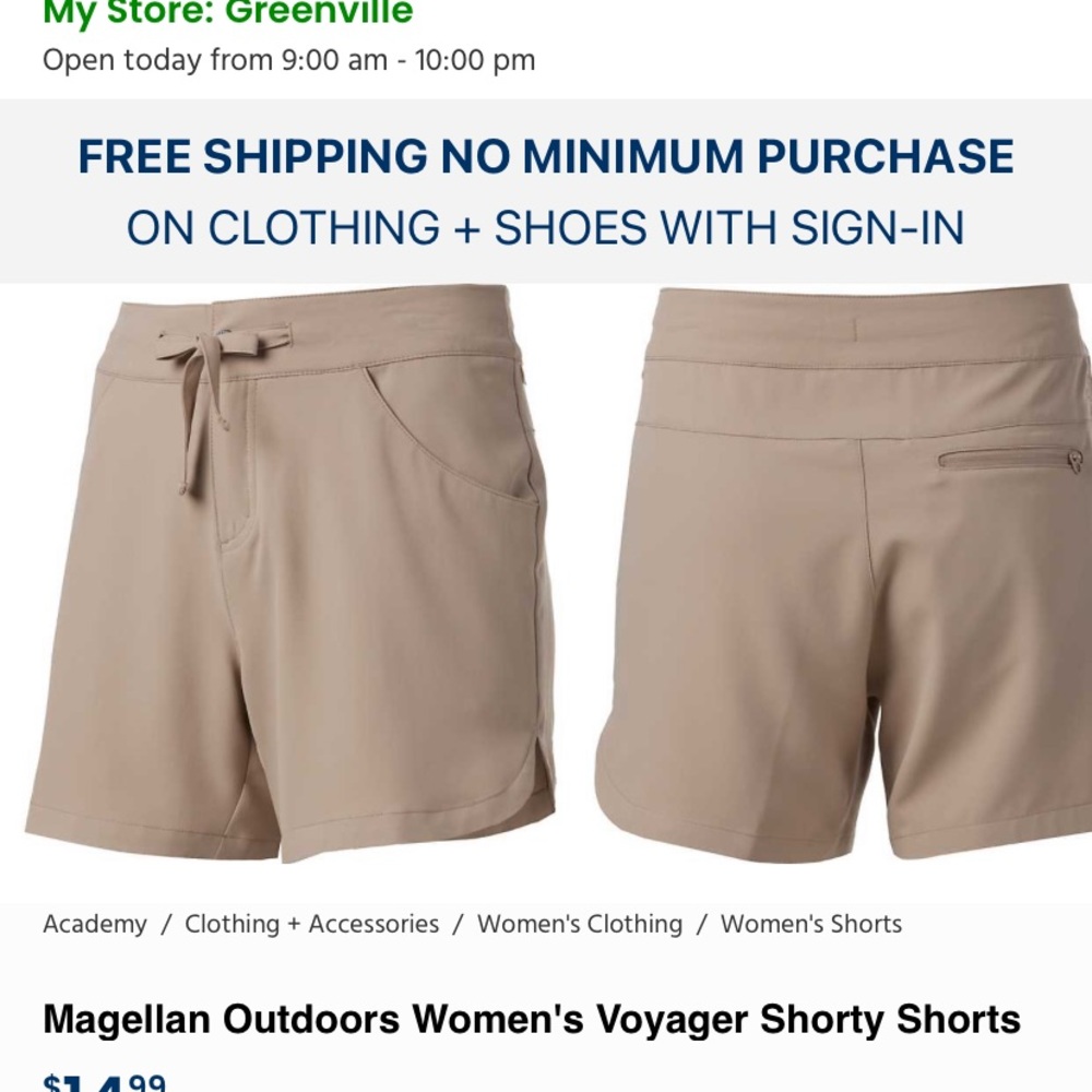 Magellan quick dry short hiking/fishing